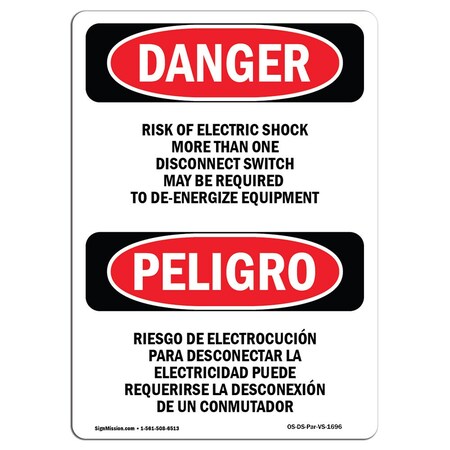 Signmission Safety Sign, OSHA, 10" Height, Aluminum, Risk Of Electric Shock More Than One, Spanish OS-DS-A-710-VS-1696